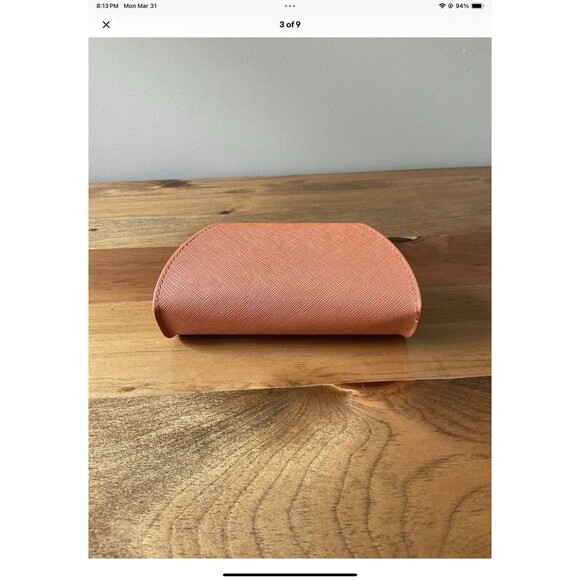 Tony Burch Semi-Hard Sunglasses Case with Magnetic Closure Orange W/Gold Logo - Picture 3 of 9